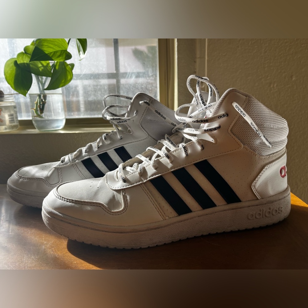 Adidas high tops, white, men’s size 11.5
